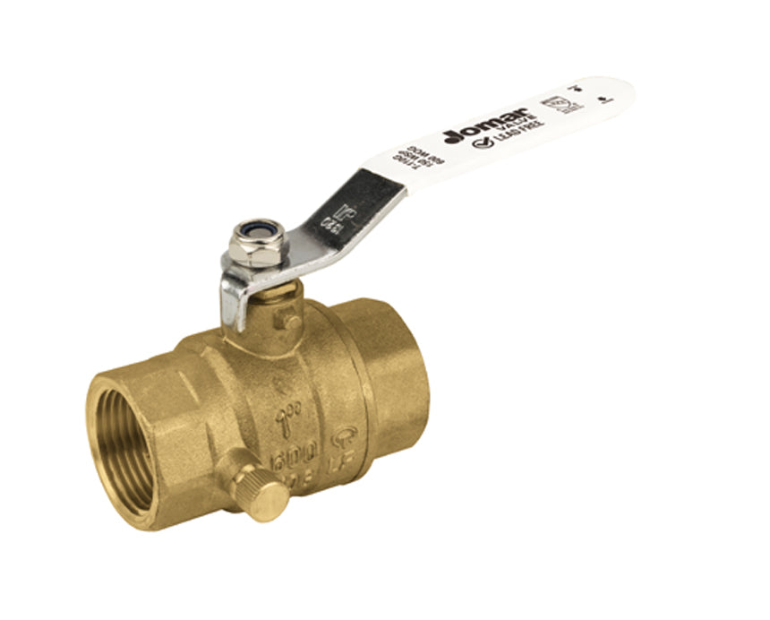 Jomar 100-635G 1" FIP - Full Port, 2 Piece, Threaded Connection, 600 WOG, Stainless Steel Ball and Stem with Drain