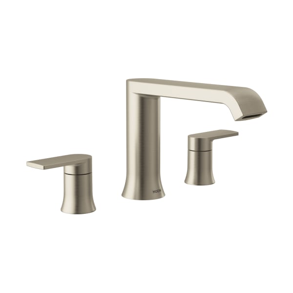 Moen Genta LX 2-Handle Deck-Mount High Arc Roman Tub Faucet Trim Kit in Brushed Nickel(Valve Sold Separately)
