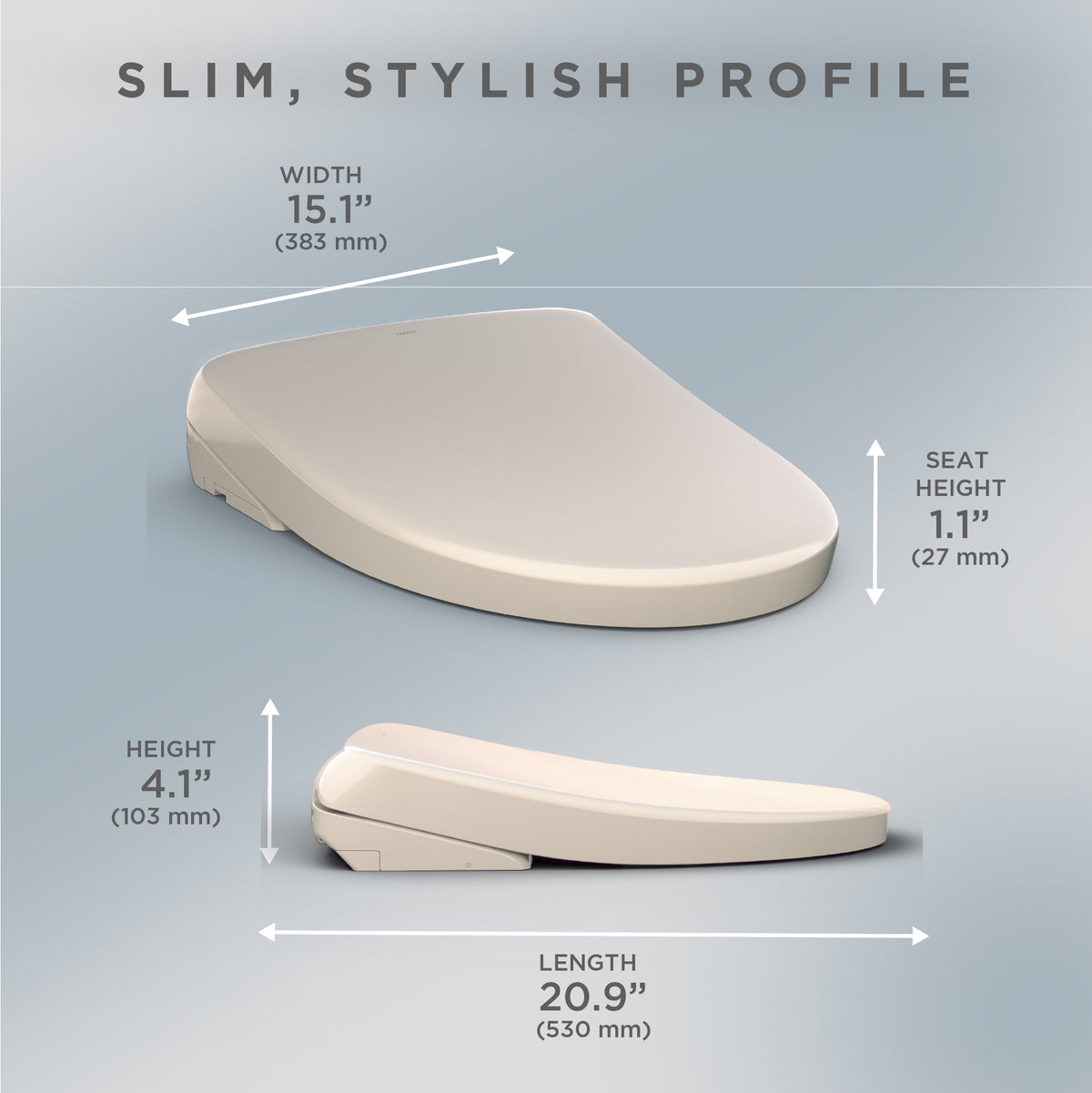 Toto SW4726#12 S7 WASHLET® Electronic Bidet Toilet Seat with EWATER+®, Contemporary Lid, Elongated, Sedona Beige