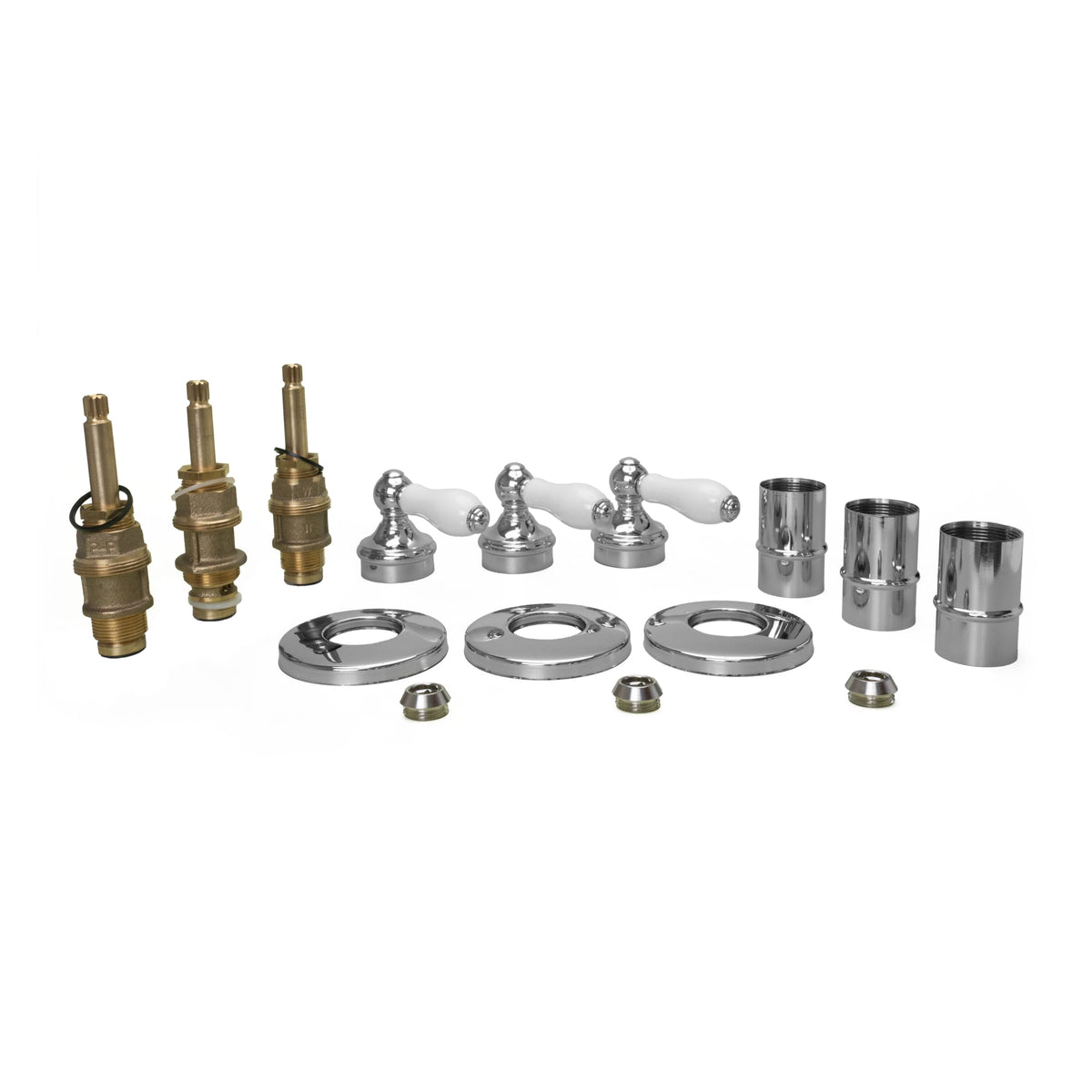 Pfister Faucets S103200 3-Handle Tub & Shower Faucet with Porcelain Lever Handles in Polished Chrome & White Porcelain