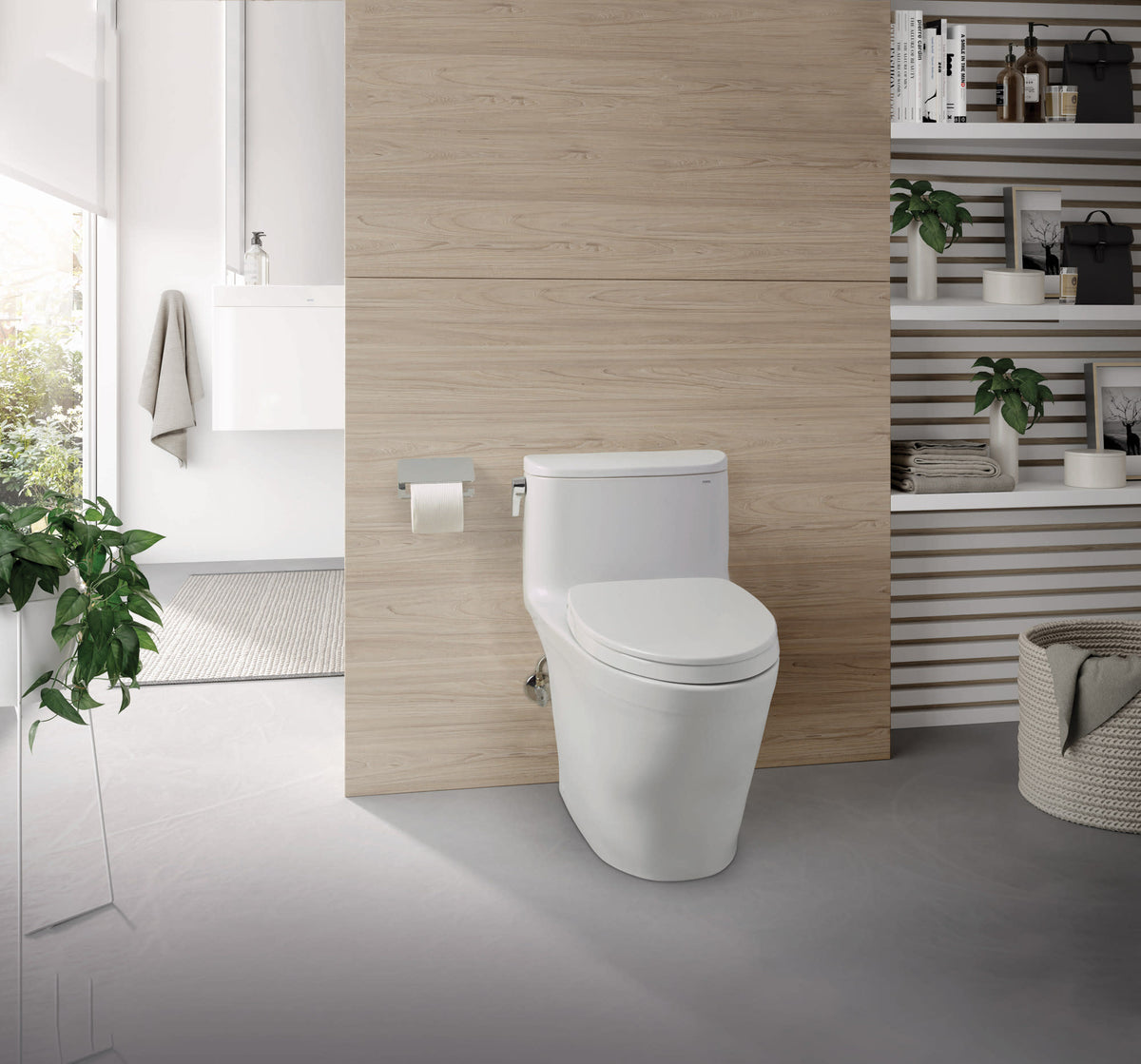 TOTO® Nexus® One-Piece Elongated 1.28 GPF Universal Height Toilet with SS124 SoftClose Seat, WASHLET+ Ready, Ebony - MS642124CEF#51