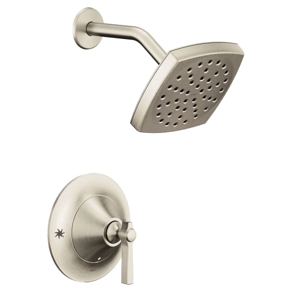 Moen Flara Posi-Temp Rain Shower 1-Handle Eco-Performance Shower Only Faucet Trim Kit in Brushed Nickel (Valve Sold Separately)