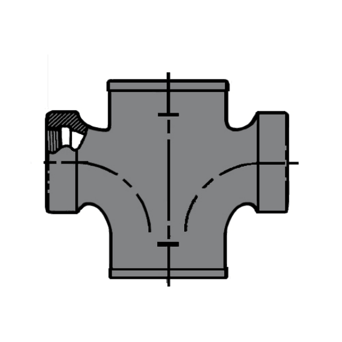 Tyler Pipe cast iron no-hub sanitary tapped cross