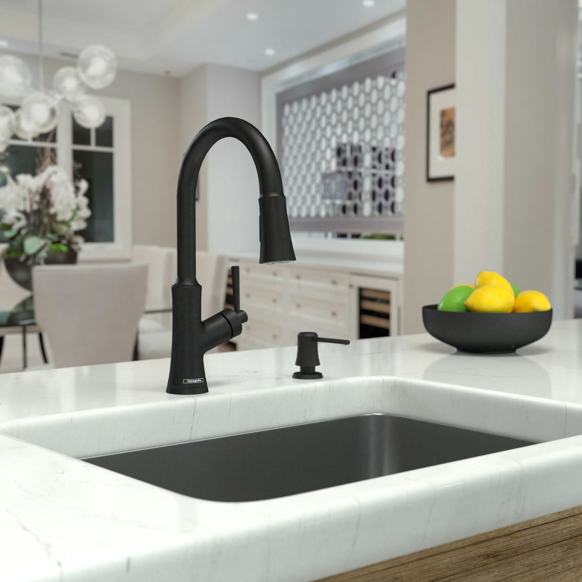 hansgrohe Joleena HighArc Kitchen Faucet, 2-Spray Pull-Down, 1.75 GPM in Matte Black