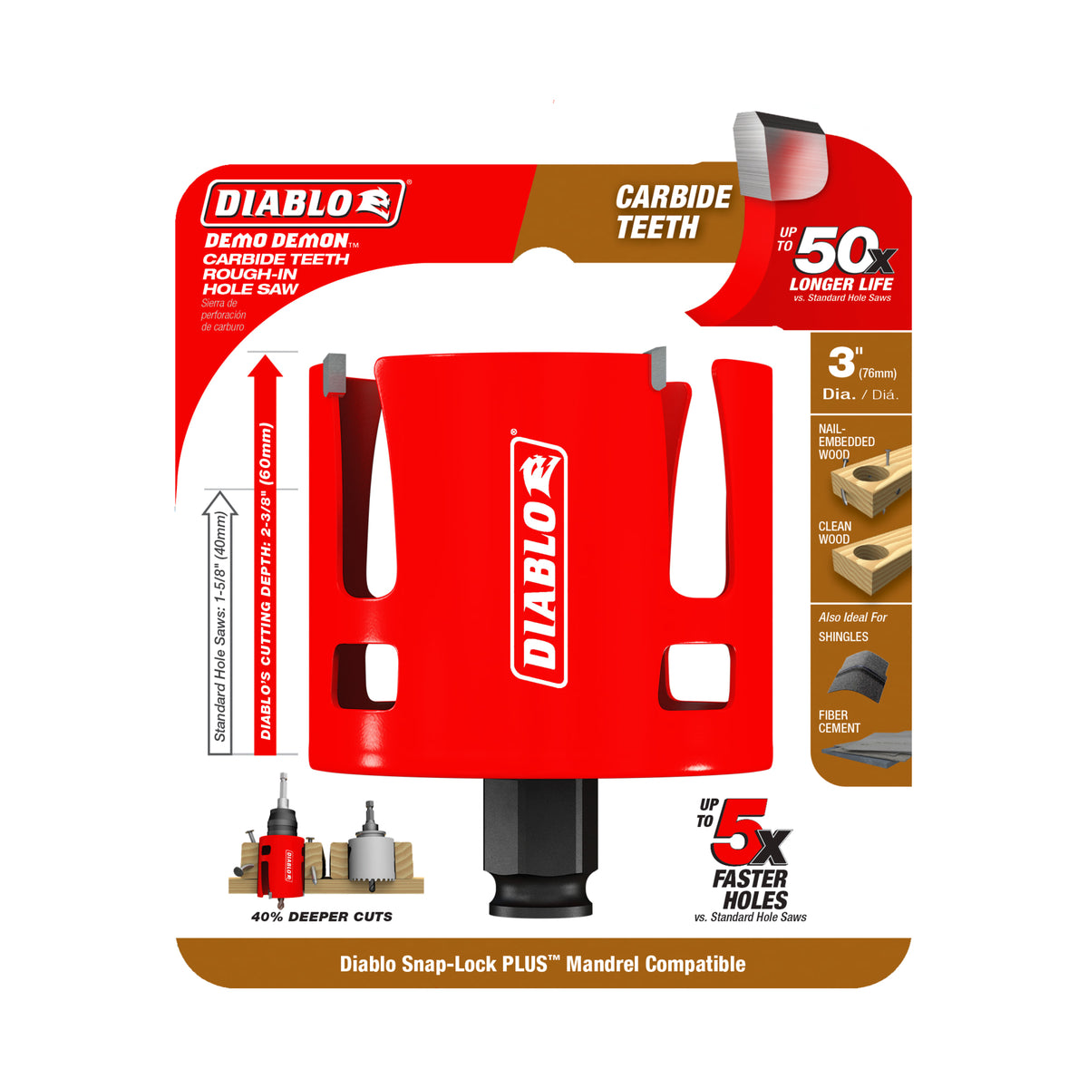 Diablo 3" Demo Demon® Carbide Teeth Rough-In Hole Saw