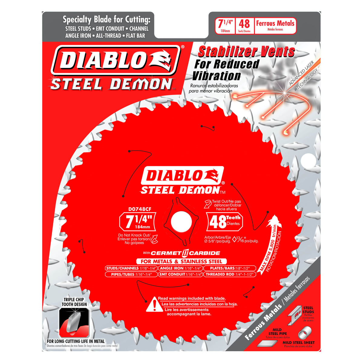 Diablo 7-1/4" x 48-Teeth Steel Demon™ Cermet II Saw Blade for Medium Metal