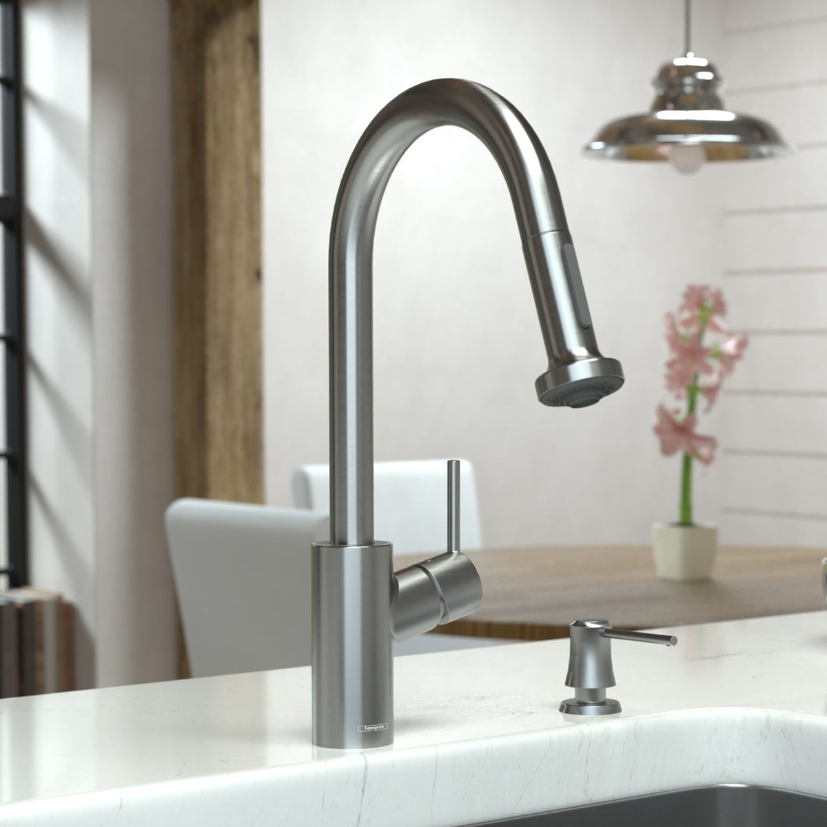hansgrohe Talis S² HighArc Kitchen Faucet, 2-Spray Pull-Down, 1.75 GPM in Stainless Steel Optic