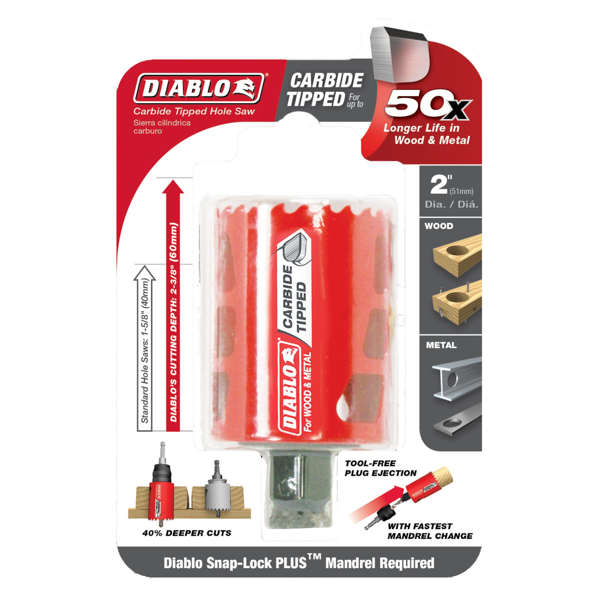 Diablo 2" Carbide Teeth Hole Saw for Wood and Metal