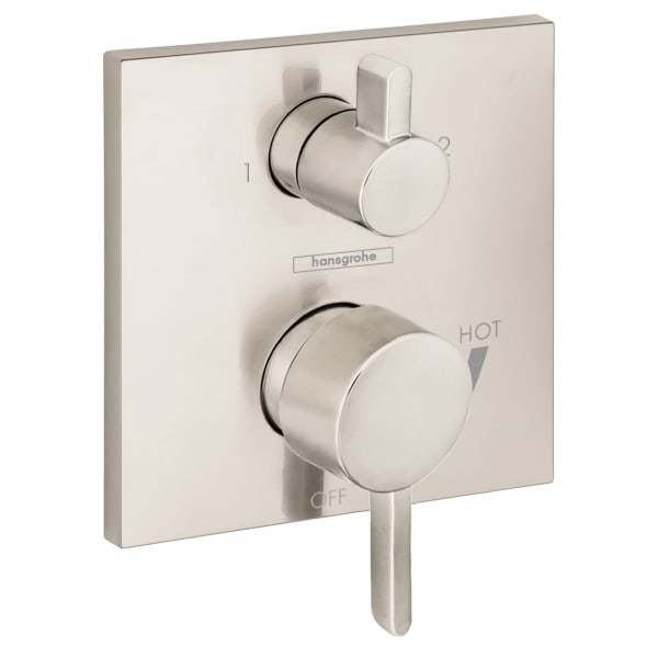 hansgrohe Ecostat Pressure Balance Trim Square with Diverter in Brushed Nickel