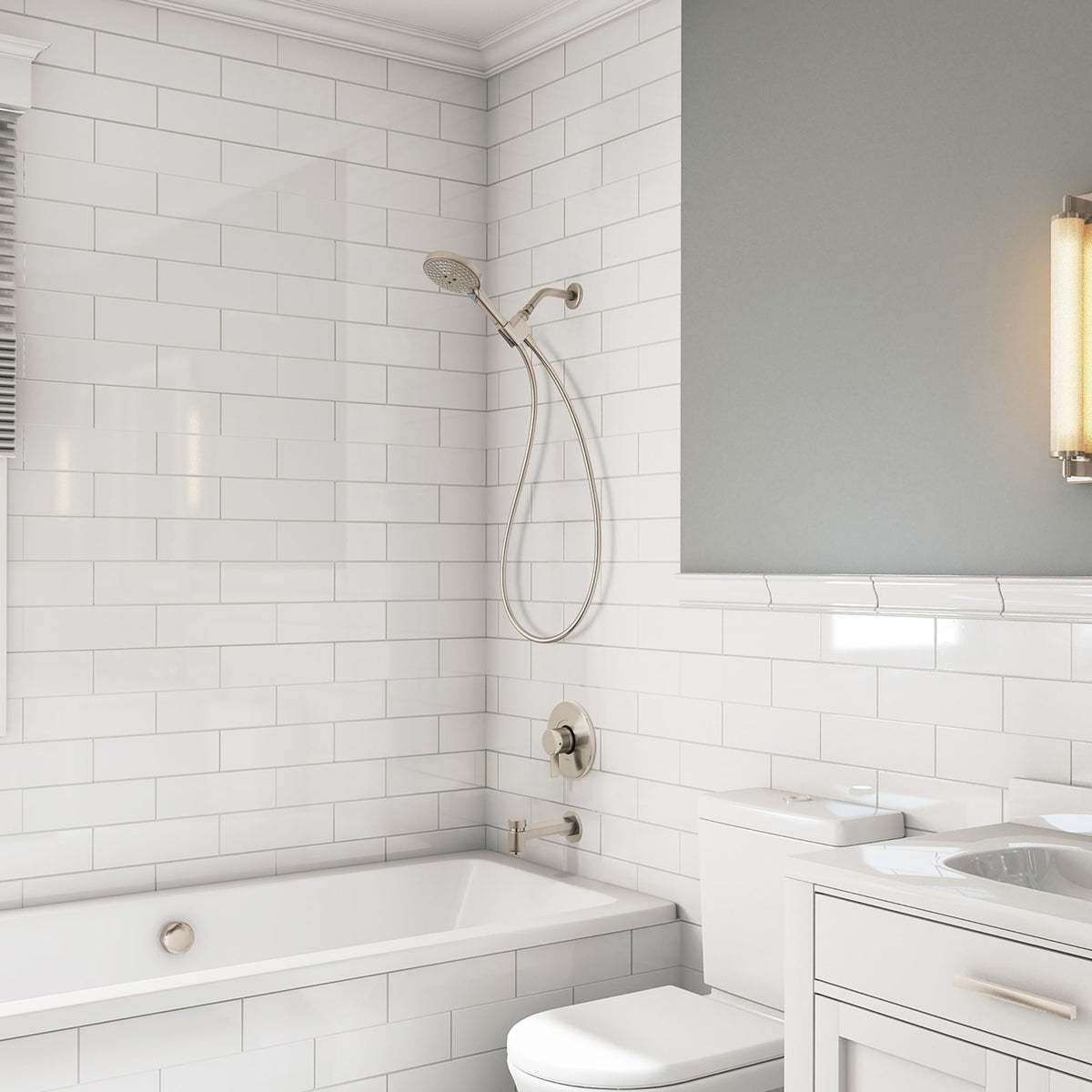 hansgrohe Raindance Select S Handshower Set 120 3-Jet PowderRain, 1.75 GPM in Brushed Nickel