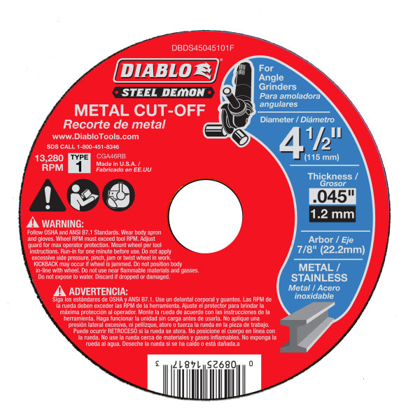 4-1/2" Type 1 Steel Demon™ Metal Cut-Off Disc