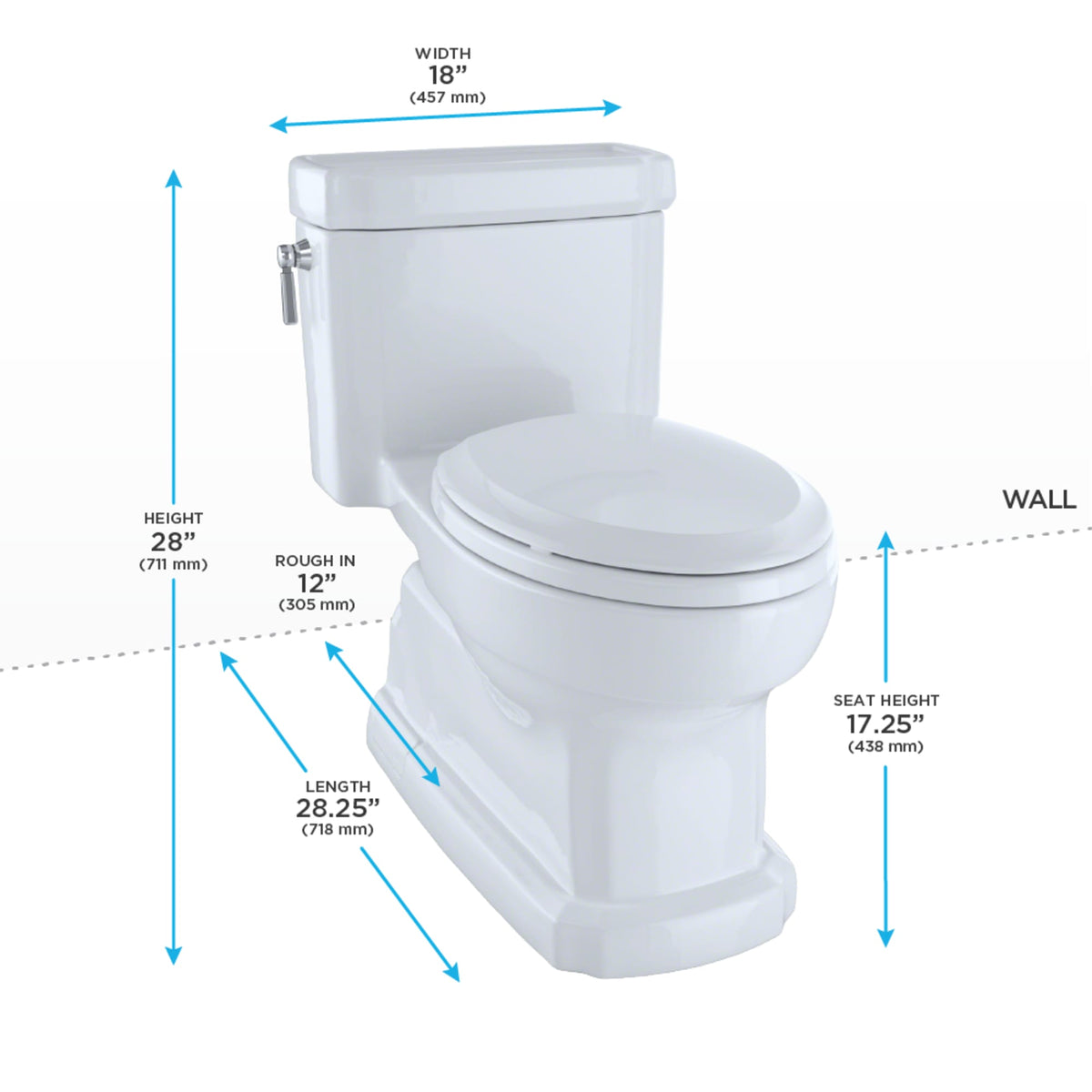 TOTO® Eco Guinevere® Elongated 1.28 GPF Universal Height Skirted Toilet with CEFIONTECT® and SoftClose Seat, Cotton White - MS974224CEFG#01