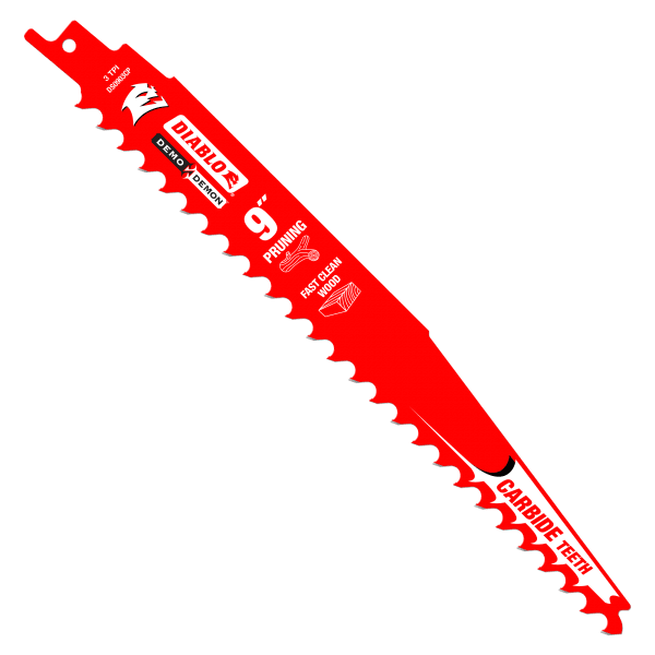 9" 3TPI Demo Demon™ Carbide Tipped Reciprocating Saw Blades for Pruning and Clean Wood (3-Pack)