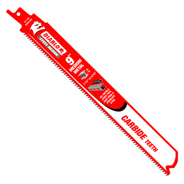 9" 10 TPI Steel Demon™ Carbide Teeth Reciprocating Saw Blades for Medium Metal (10-Pack)