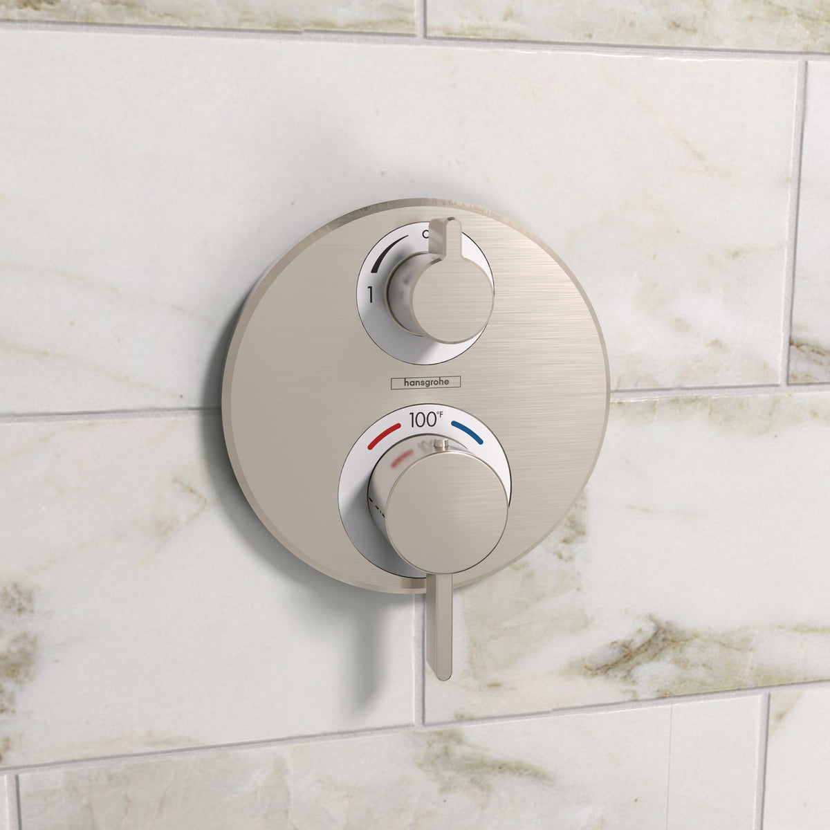 hansgrohe Ecostat S Thermostatic Trim with Volume Control and Diverter in Brushed Nickel